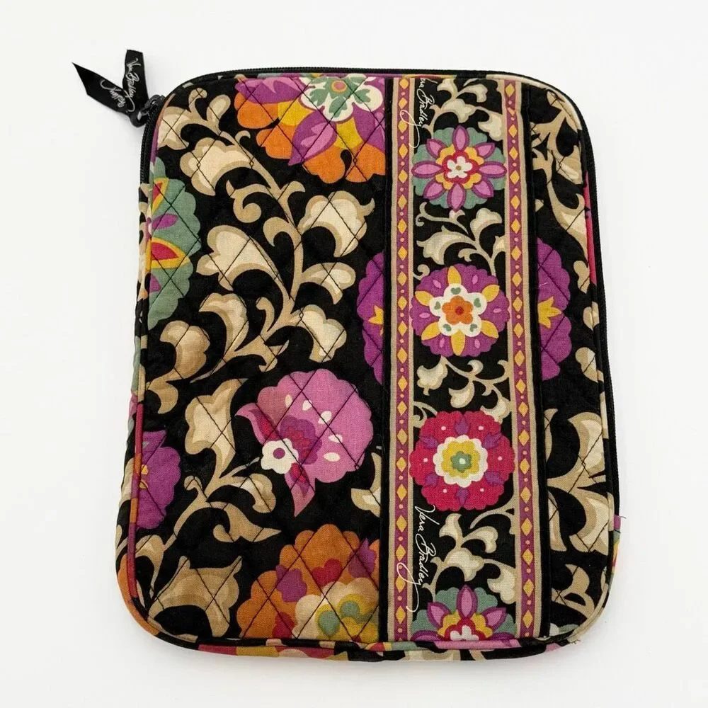 Vera Bradley Suzani Black and Tan Floral Paisley iPad Tablet Sleeve Case